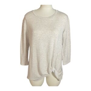 Bobeau Tie Front Beige Knit Top M Soft Girl Minimalist Quiet Luxury Capsule‎